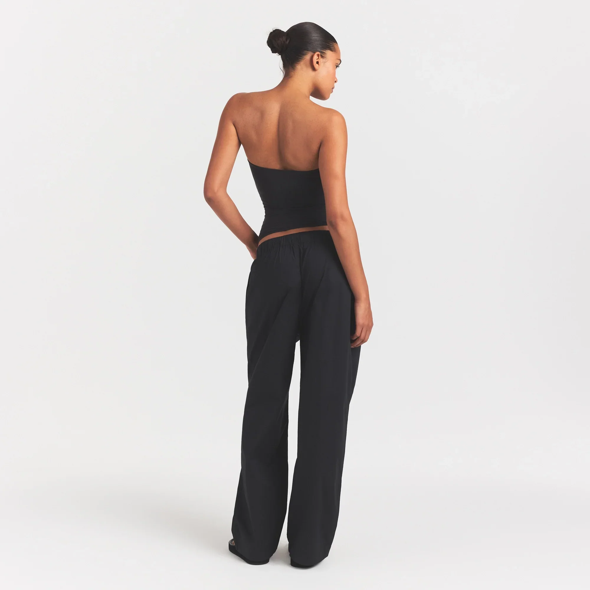 WOVEN COTTON OVERSIZED STRAIGHT LEG PANT | ONYX - Image 5